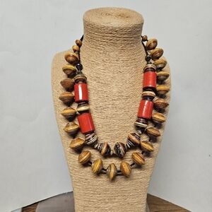 Vintage 2 Handmade Rolled Colorful Paper Glazed Necklaces